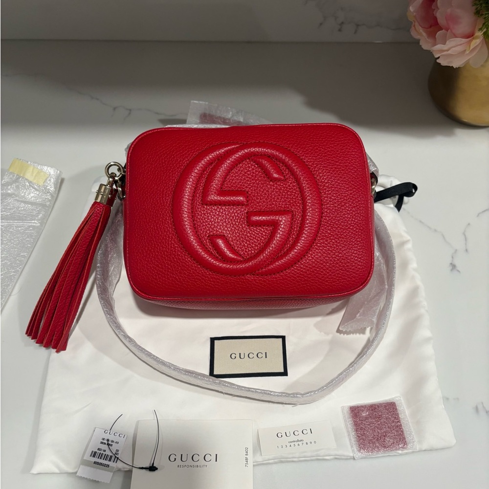 🎉SALE!!✨GUCCI✨LIKE NEW!✨RARE! SOHO DISCO GG LEATHER BAG W/ ICONIC LEATHER TASSEL